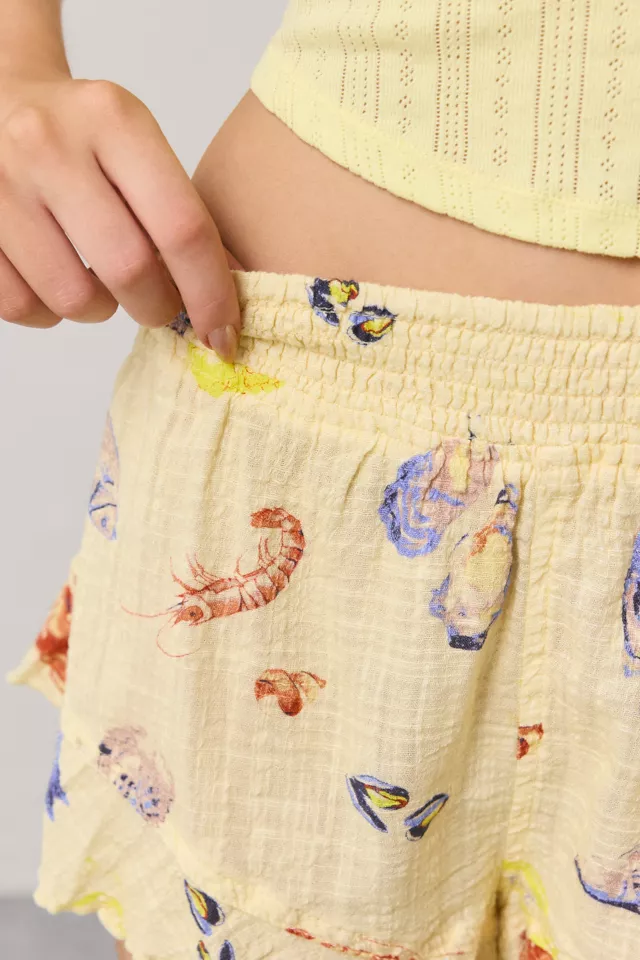 Bdg Urban Outfitters Out From Under Lilly Shirred Ruffle Micro Short