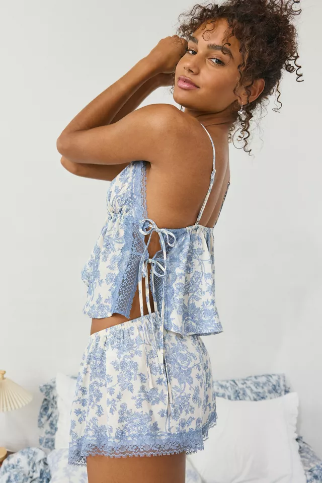 Bdg Urban Outfitters Out From Under Lola Satin Flyaway Cami & Micro Short Set