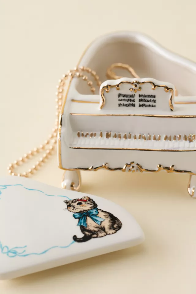 Bdg Urban Outfitters Piano Shaped Ceramic Trinket Box