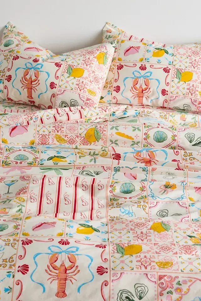 Bdg Urban Outfitters Porto Tile Patterned Duvet Cover Set