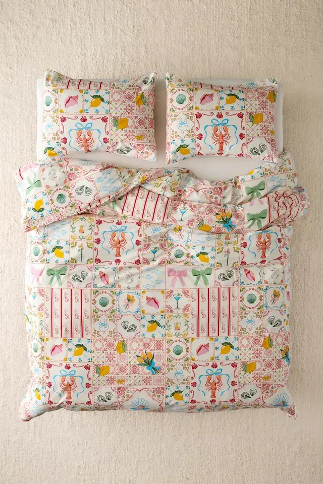 Bdg Urban Outfitters Porto Tile Patterned Duvet Cover Set
