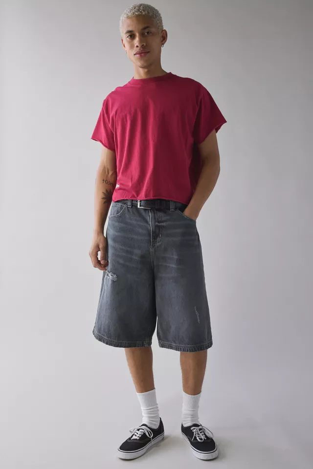 Bdg Urban Outfitters ReMADE By UO Boxy Cropped Raw Cut Tee