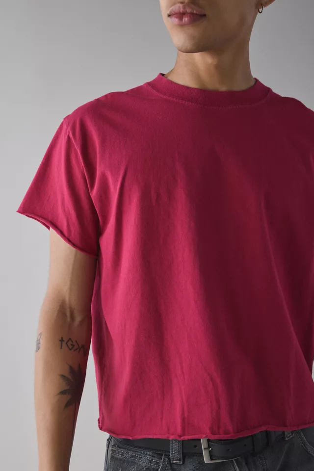 Bdg Urban Outfitters ReMADE By UO Boxy Cropped Raw Cut Tee