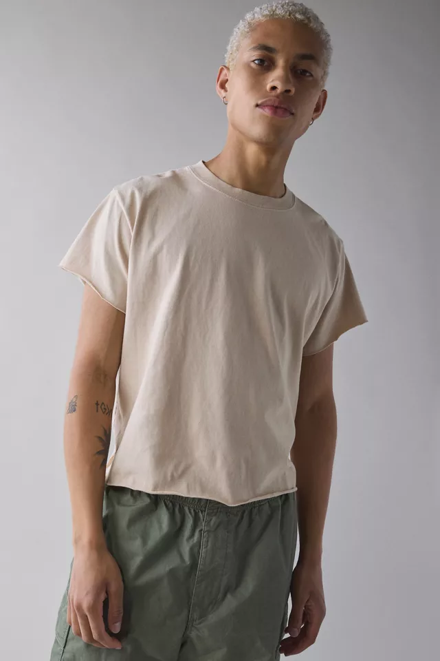 bdg urban outfitters ReMADE By UO Boxy Cropped Raw Cut Tee