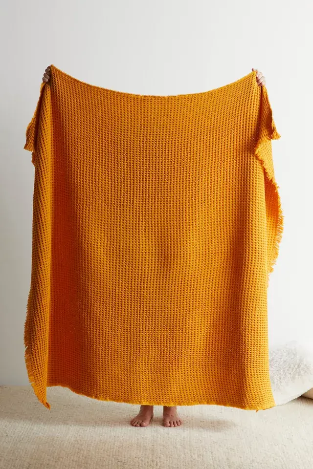 Bdg Urban Outfitters ReMADE By UO Remnants Recycled Waffle Throw Blanket