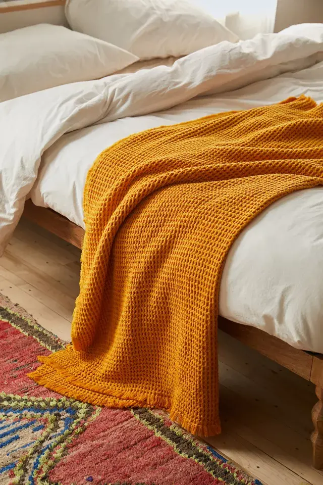 bdg urban outfitters ReMADE By UO Remnants Recycled Waffle Throw Blanket