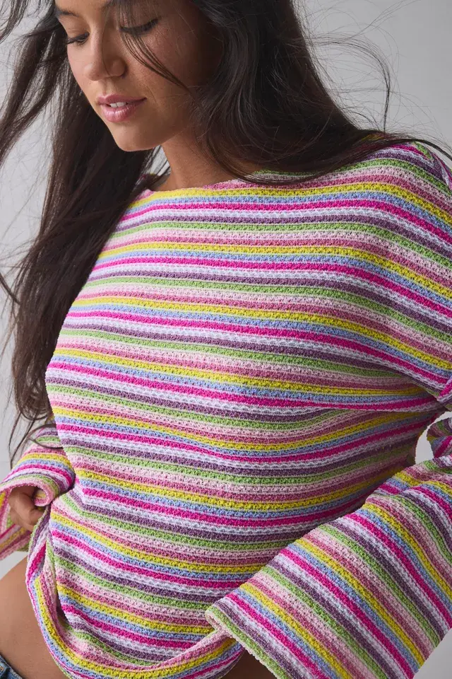 Bdg Urban Outfitters ReMADE By UO Striped Knit Drippy Sleeve Sweater