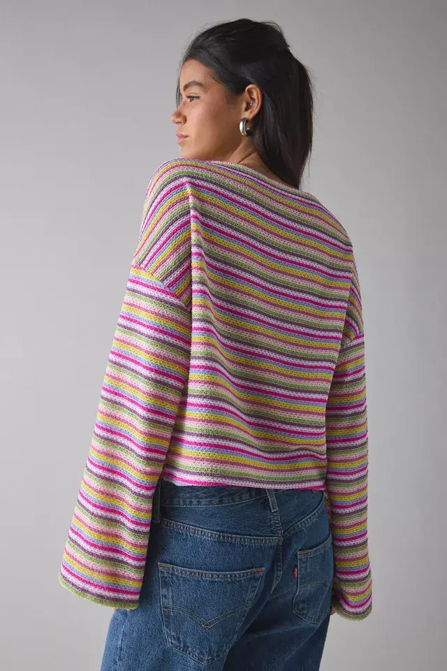 Bdg Urban Outfitters ReMADE By UO Striped Knit Drippy Sleeve Sweater