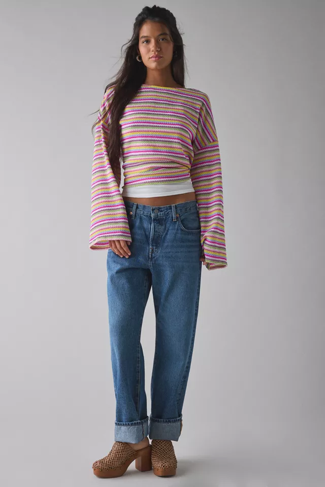Bdg Urban Outfitters ReMADE By UO Striped Knit Drippy Sleeve Sweater