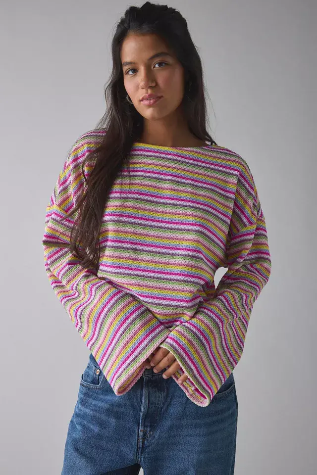 bdg urban outfitters ReMADE By UO Striped Knit Drippy Sleeve Sweater