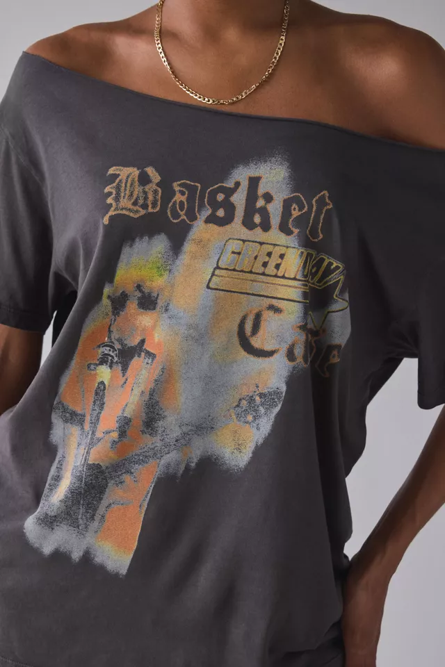 Bdg Urban Outfitters Rock Band Graphic Off-The-Shoulder Oversized Tee