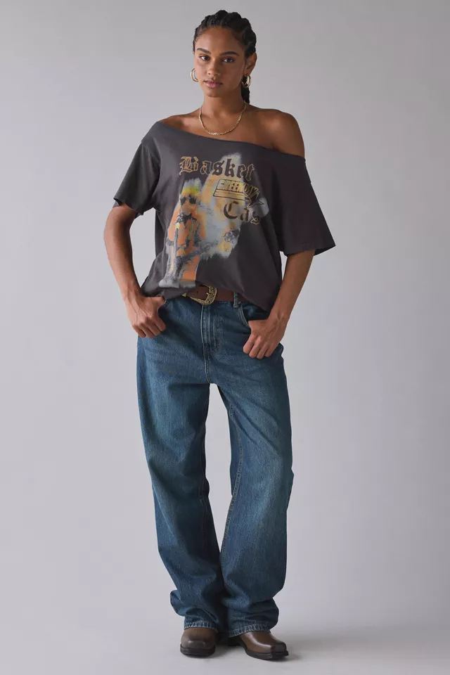 Bdg Urban Outfitters Rock Band Graphic Off-The-Shoulder Oversized Tee