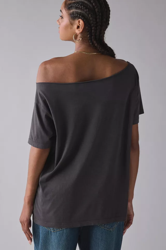 Bdg Urban Outfitters Rock Band Graphic Off-The-Shoulder Oversized Tee