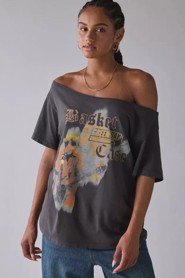 bdg urban outfitters Rock Band Graphic Off-The-Shoulder Oversized Tee