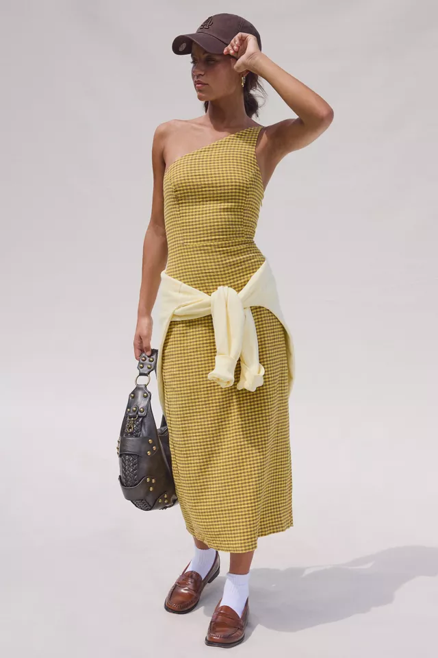 Bdg Urban Outfitters UO Carson Asymmetrical One Shoulder Linen-Blend Midi Dress