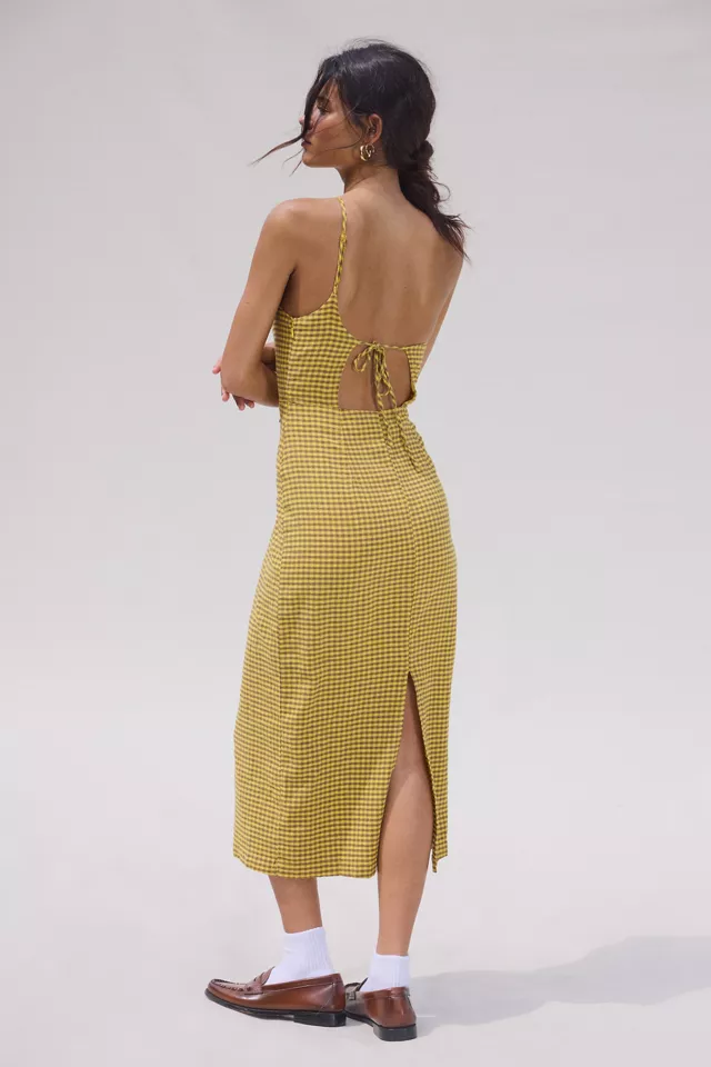 Bdg Urban Outfitters UO Carson Asymmetrical One Shoulder Linen-Blend Midi Dress