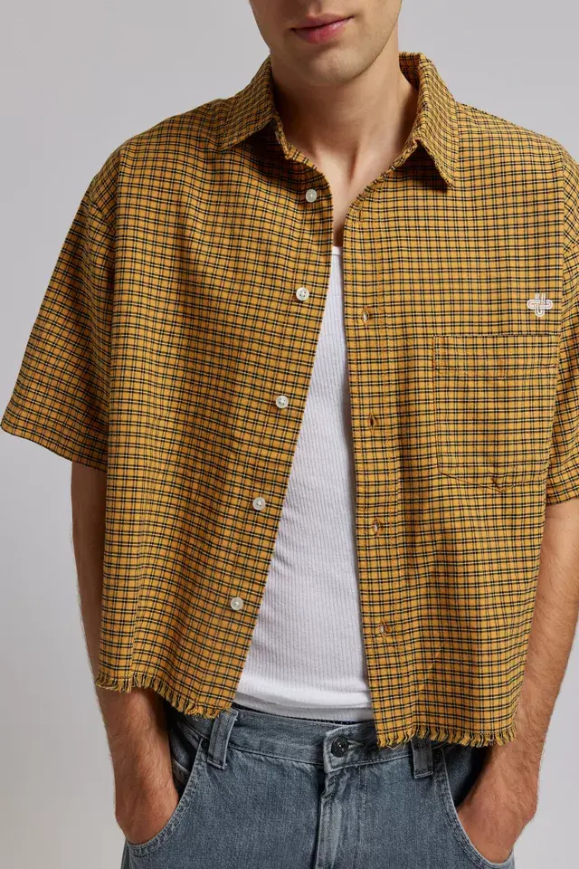 Bdg Urban Outfitters UO Check Pattern Cutoff Oxford Shirt