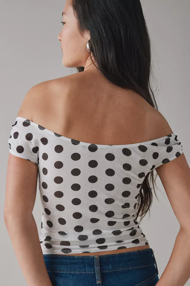 Bdg Urban Outfitters UO Fia Mesh Off-The-Shoulder Crop Top