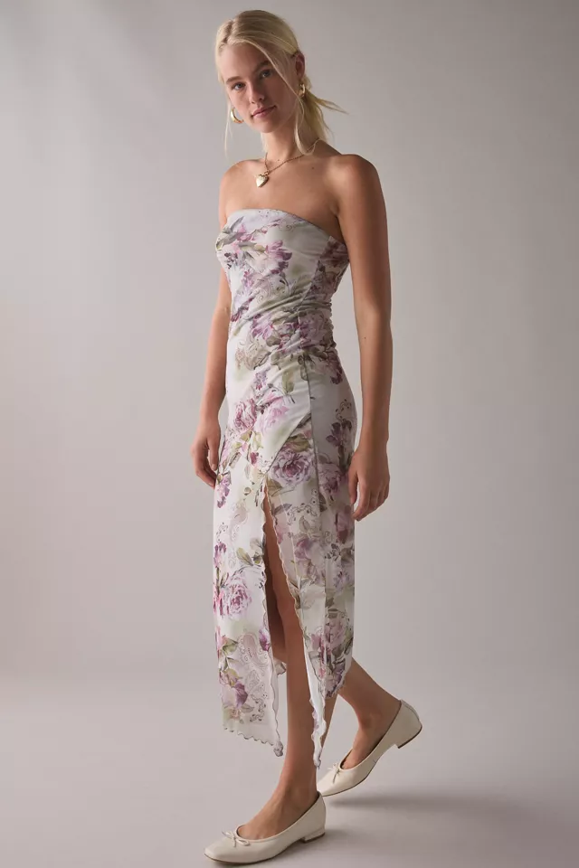 Bdg Urban Outfitters UO Samara Mesh Strapless Midi Dress