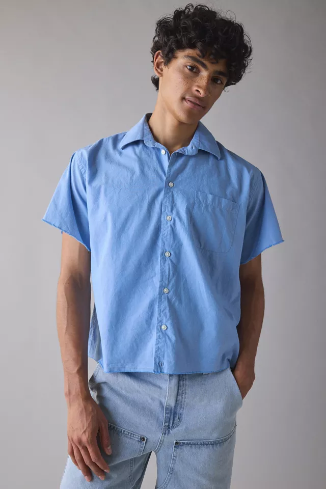bdg urban outfitters Vintage By UO Cropped Short Sleeve Oxford Shirt