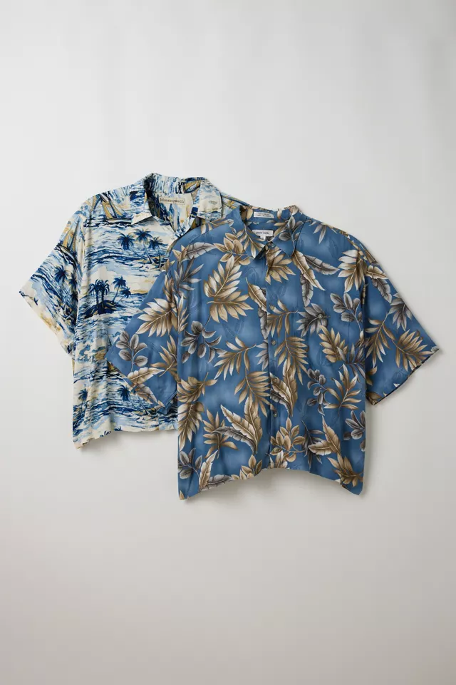 Bdg Urban Outfitters Vintage By UO Tropical Pattern Cropped Short Sleeve Shirt