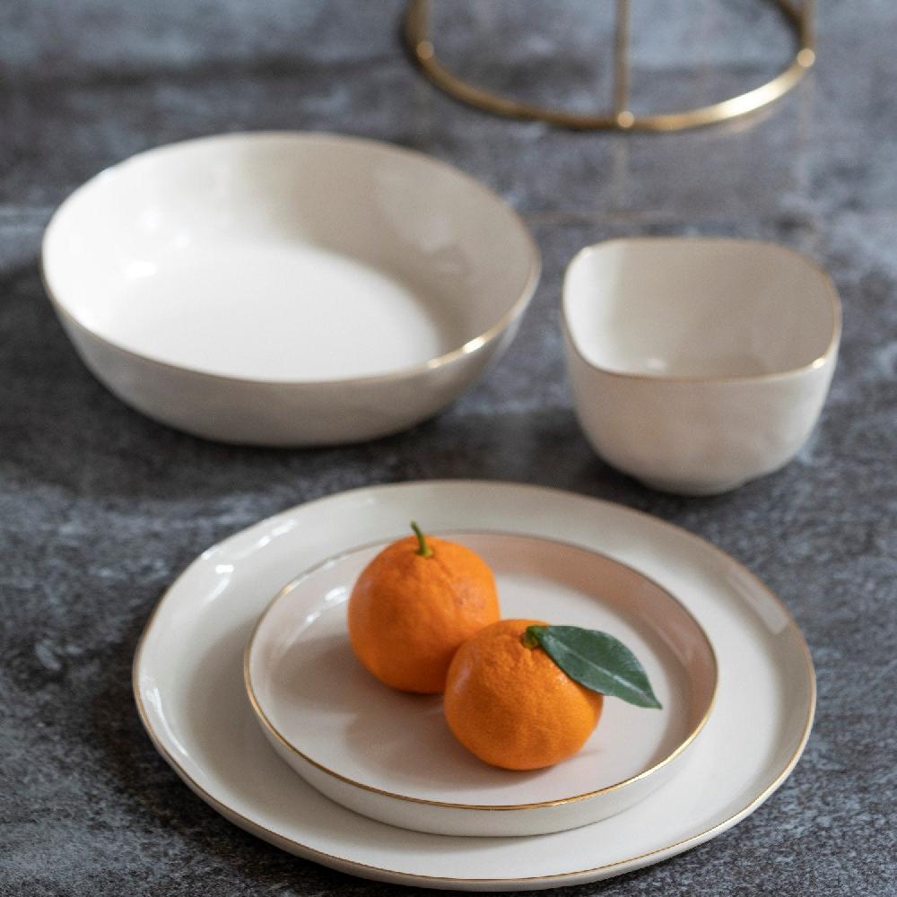 Be Home 24k Gold Tam Stoneware Dinner Plate Pearl Set Of 4