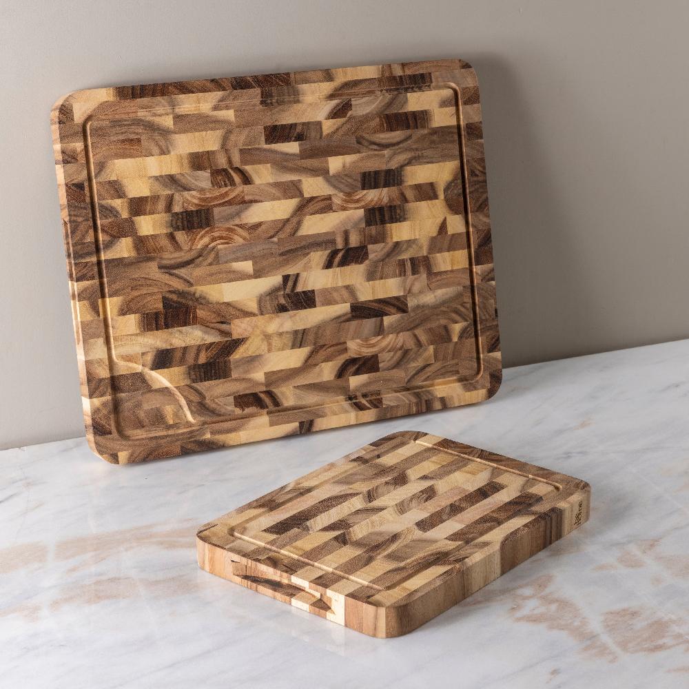 Be Home Acacia End Grain Rectangular Cutting Board Large