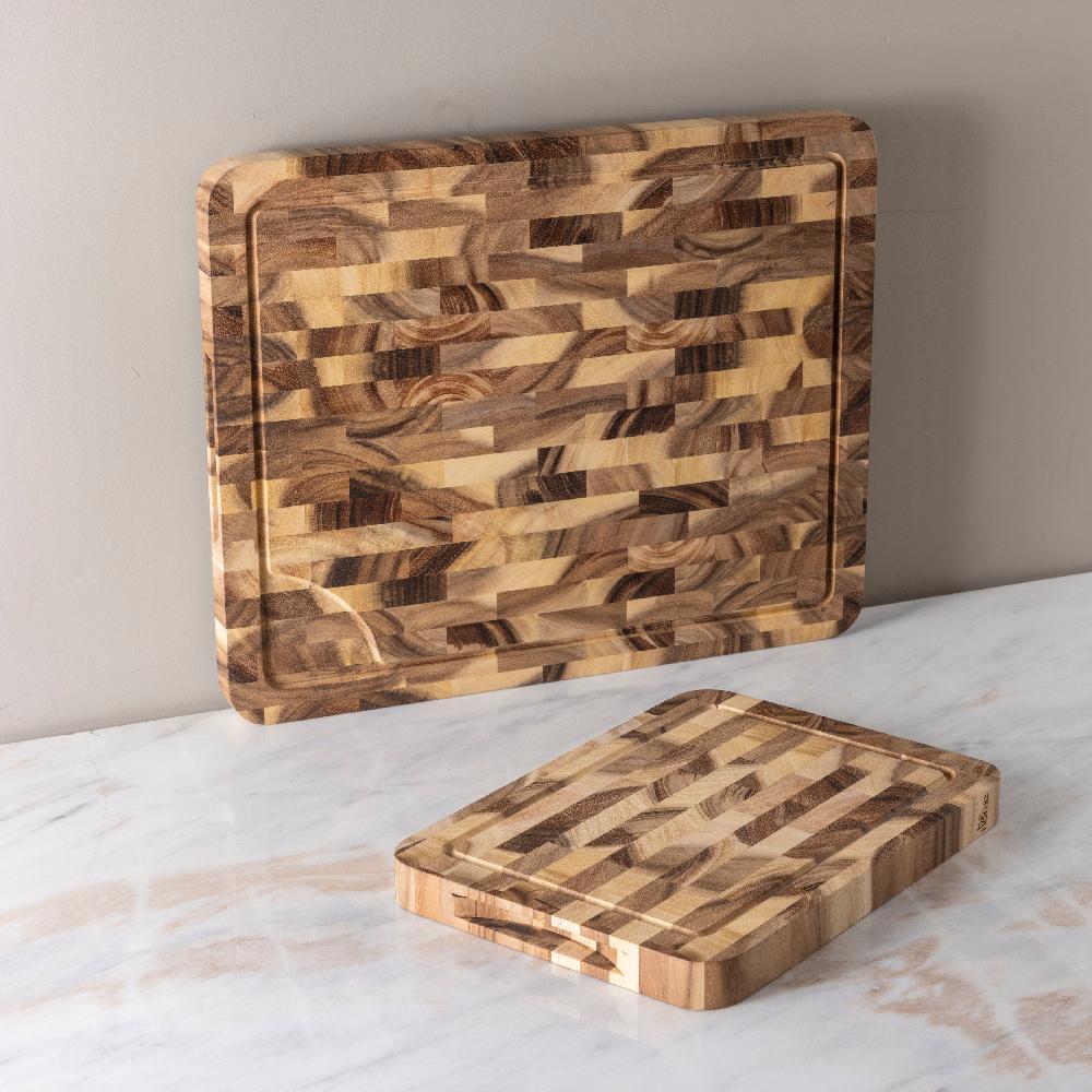 Be Home Acacia End Grain Rectangular Cutting Board Small