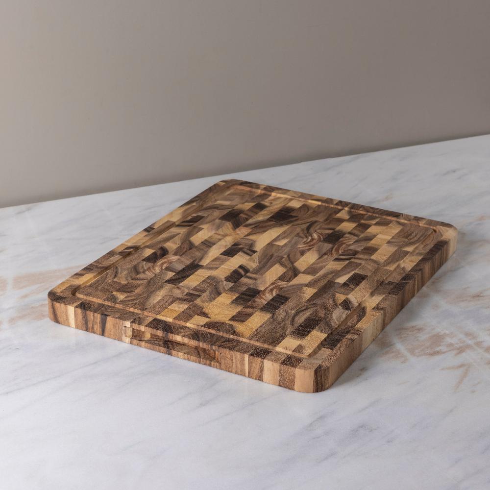 be home Acacia End Grain Rectangular Cutting Board Small