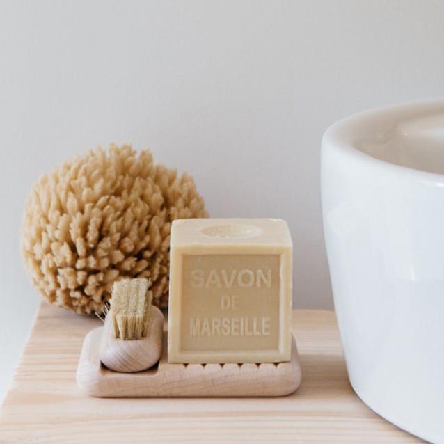 be home Andree Jardin Coffret TRADITION beech AJ x FAC - beech Soap dish nail brush & 300g Vegetal Soap boxed set