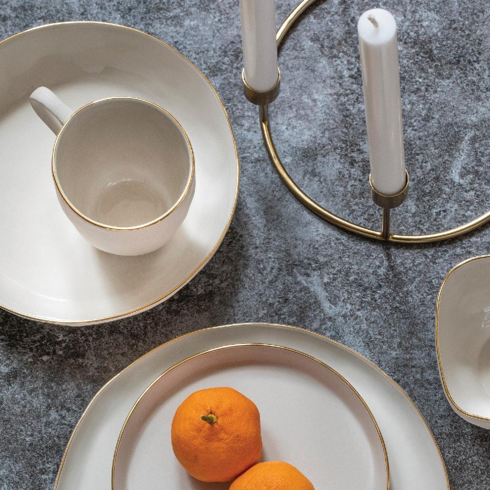 Be Home 24k Gold Tam Stoneware Mug Pearl Set Of 2