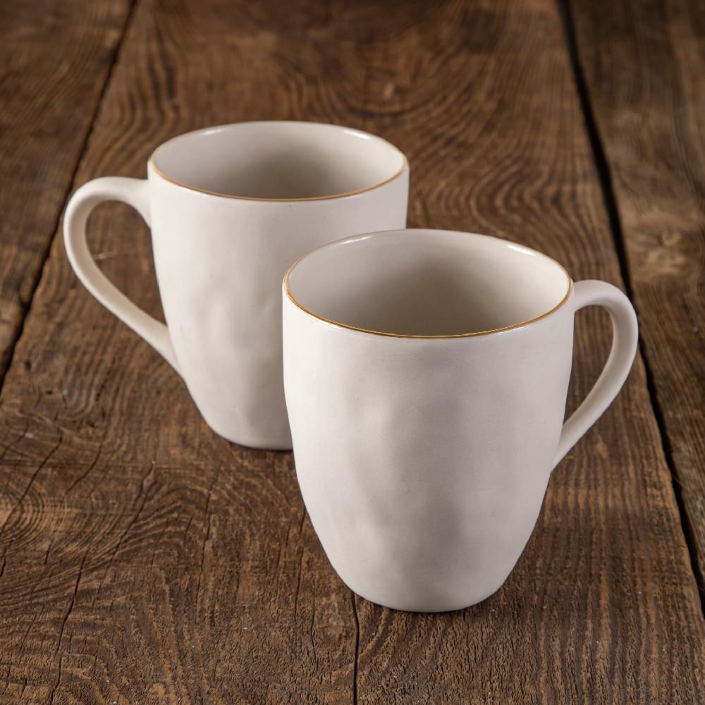 be home 24k Gold Tam Stoneware Mug Pearl Set of 2