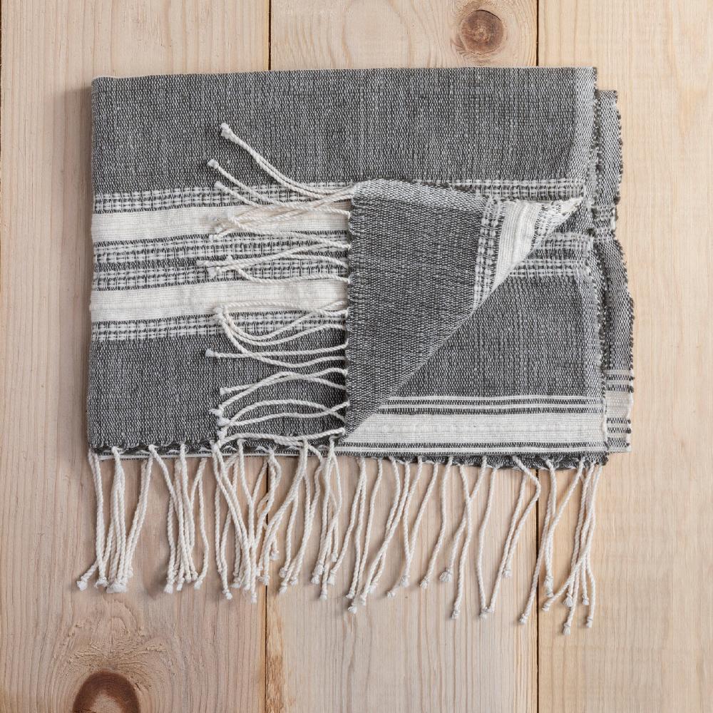 be home Aden Cotton Hand Towel Grey with Natural
