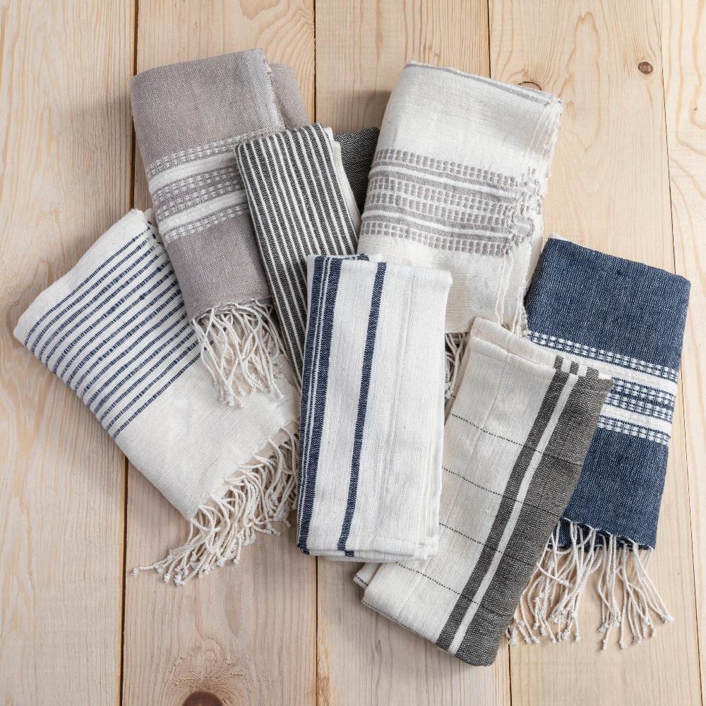 Be Home Aden Cotton Hand Towel Natural With Navy