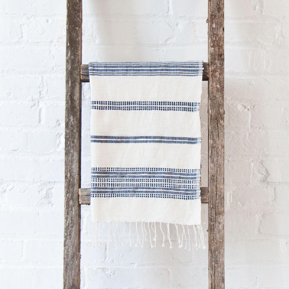 Be Home Aden Cotton Hand Towel Natural With Navy