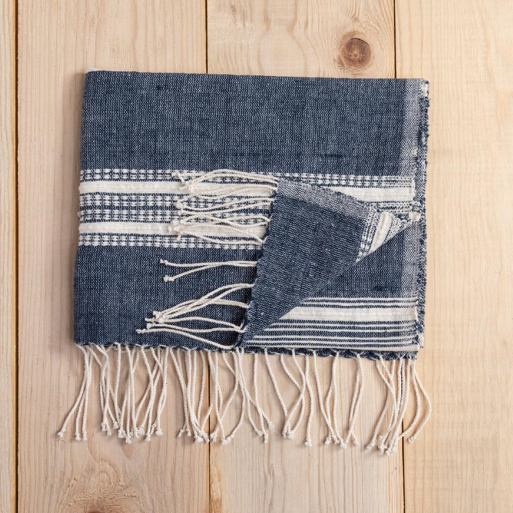 be home Aden Cotton Hand Towel Navy with Natural