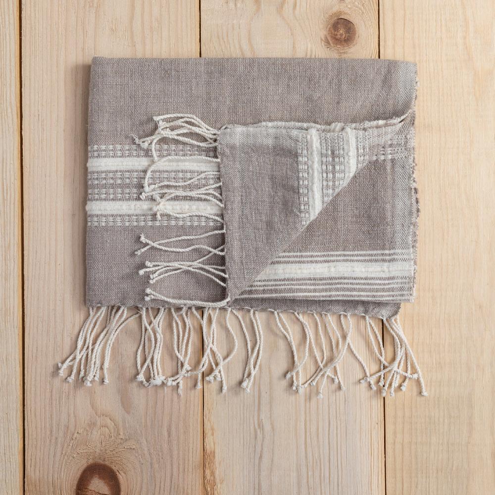 be home Aden Cotton Hand Towel Stone with Natural