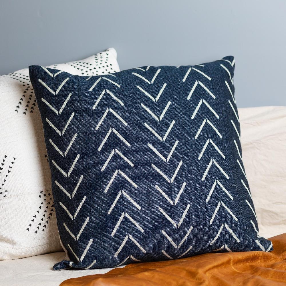 Be Home Alpaca Square Pillow Navy With Chevrons