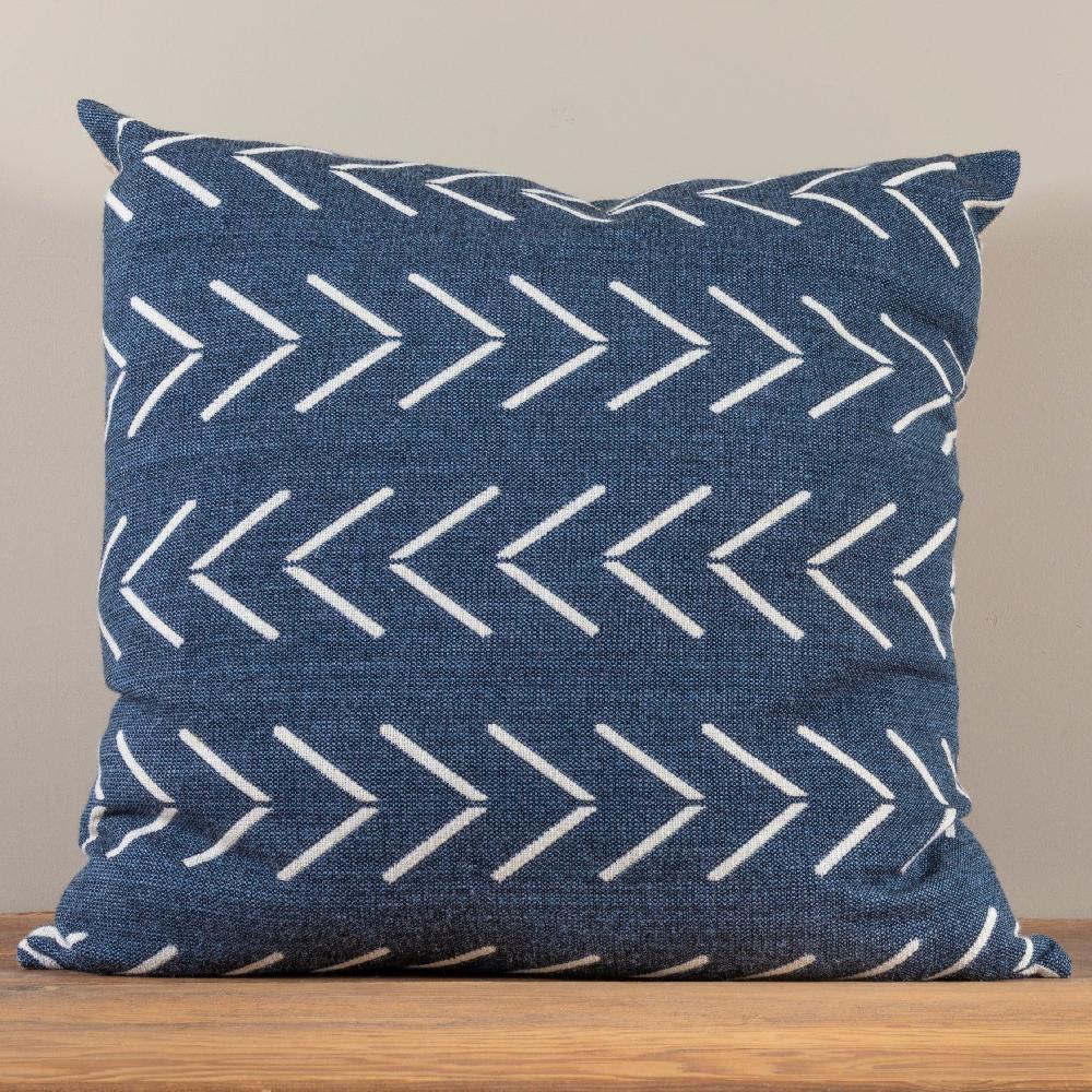 be home Alpaca Square Pillow Navy with Chevrons
