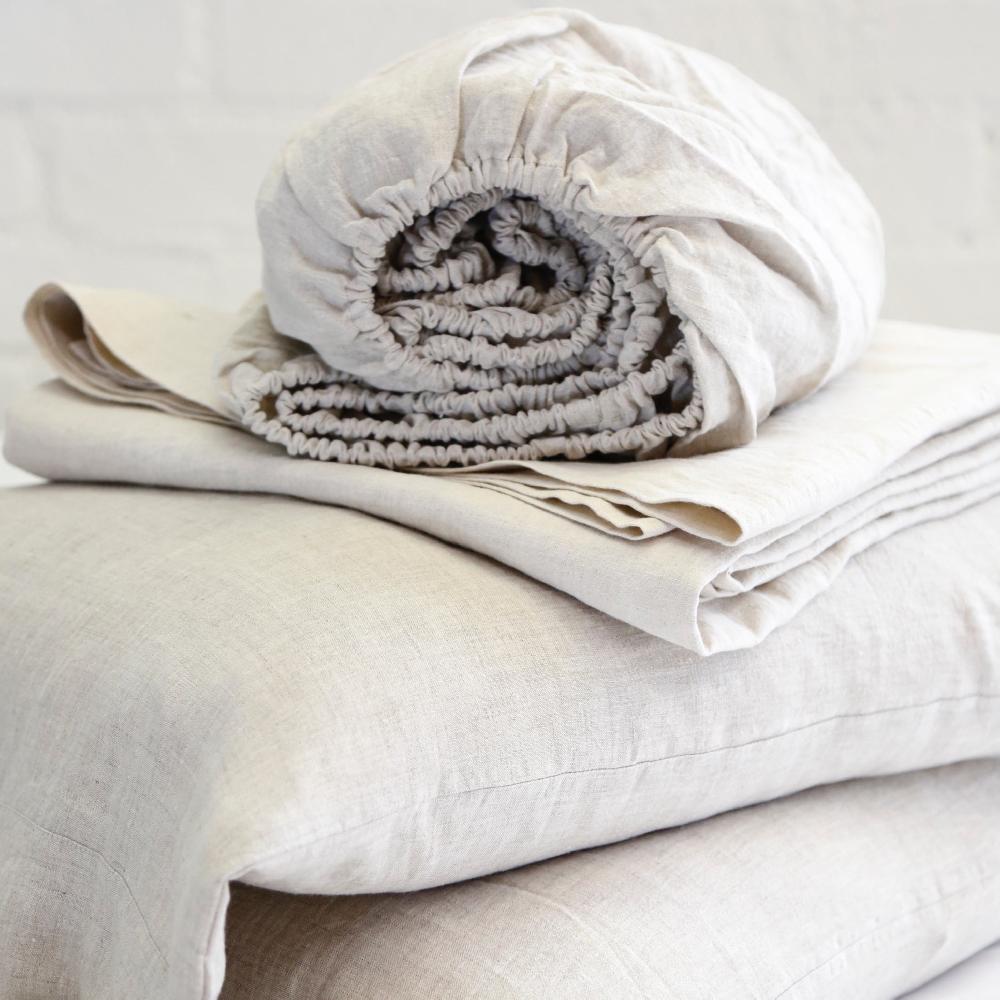 Be Home Belgian Linen King Sheet Set Flax