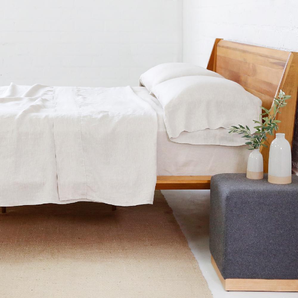 be home Belgian Linen King Sheet Set Flax