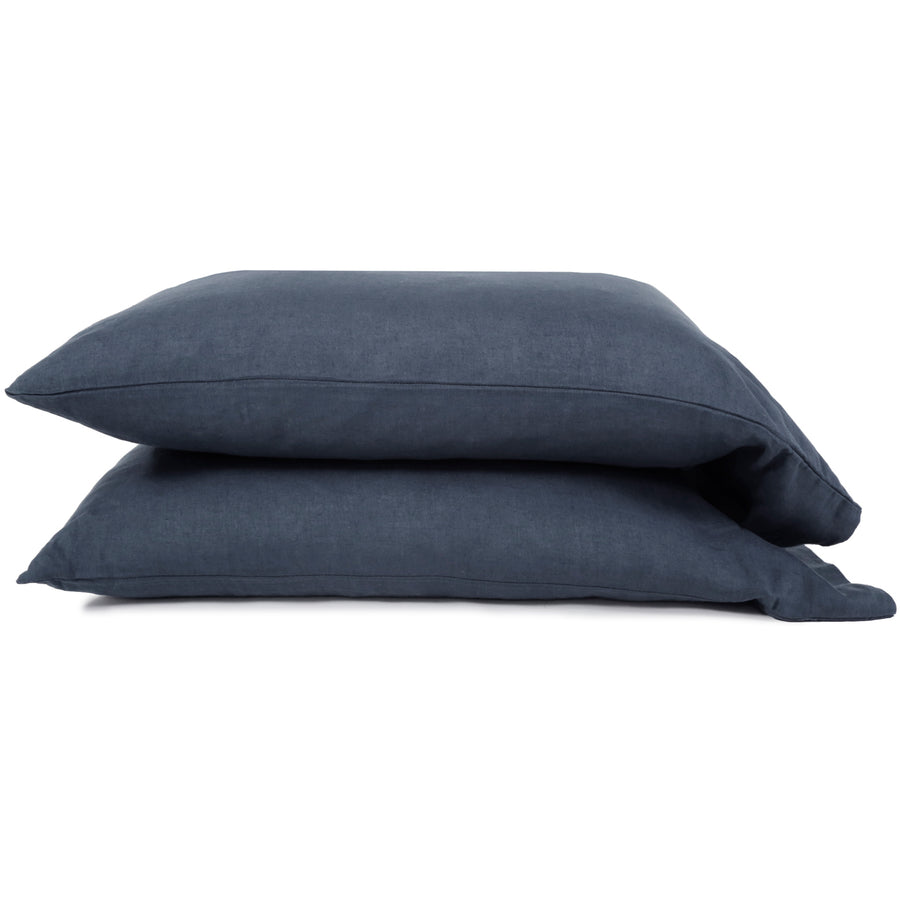 Be Home Belgian Linen King Sheet Set Navy
