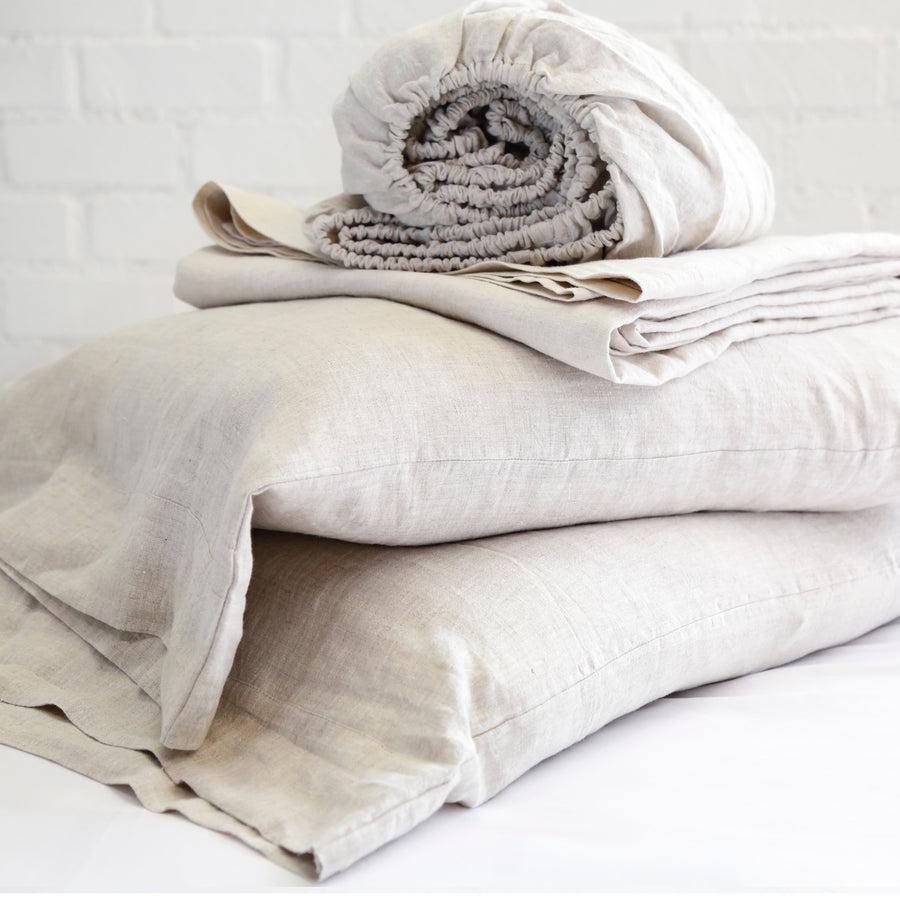 Be Home Belgian Linen Queen Sheet Set Flax