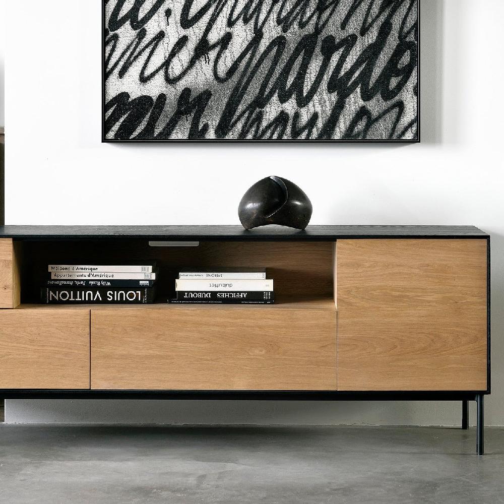 be home Blackbird Solid Black Oak Media Console