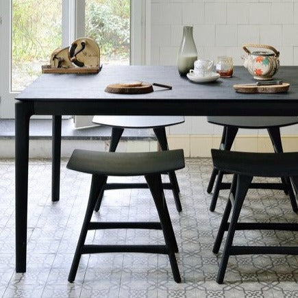 be home Bok Solid Black Oak Dining Table 55"