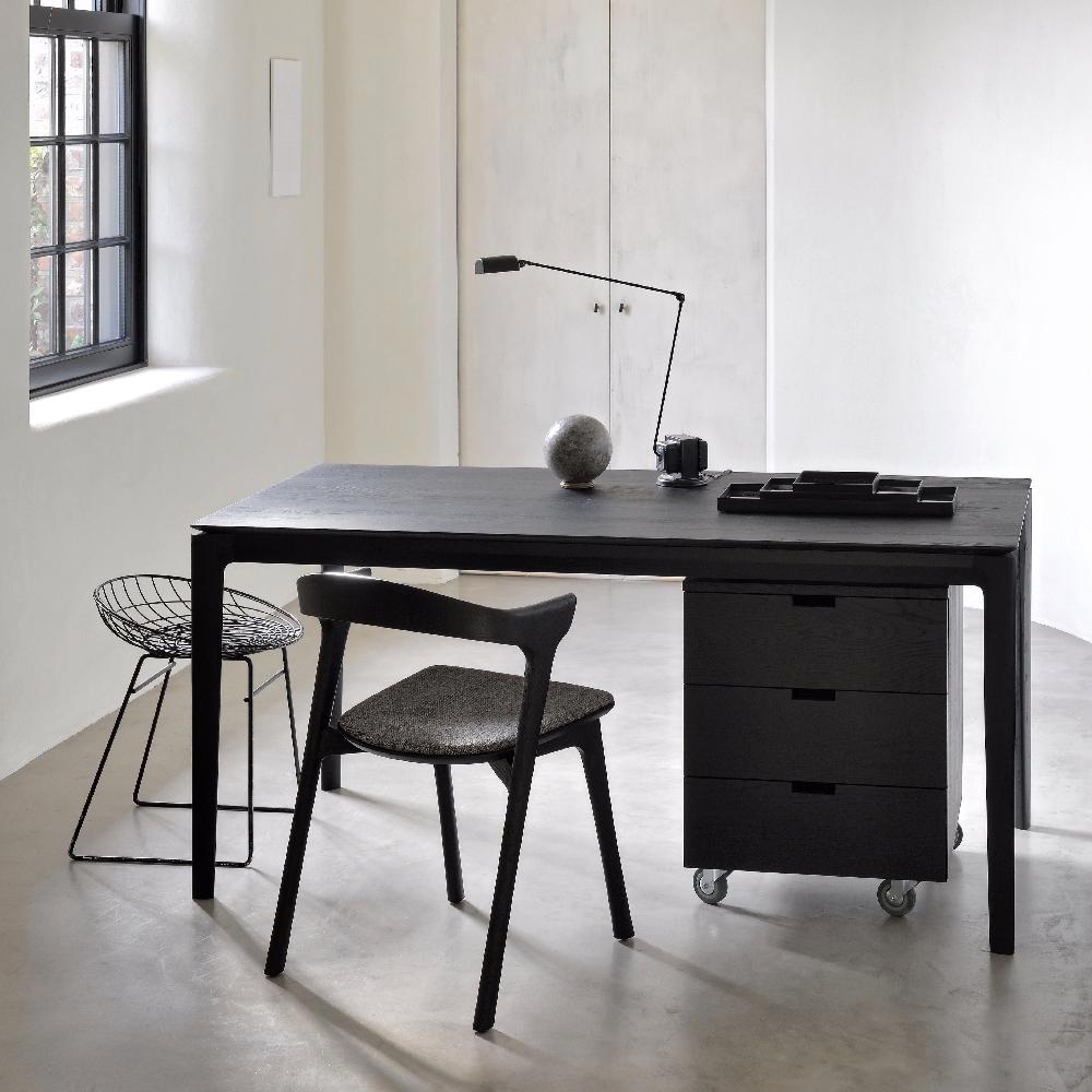 be home Bok Solid Black Oak Dining Table 71"