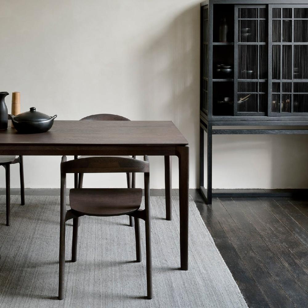 be home Bok Solid Brown Oak Dining Table 55"