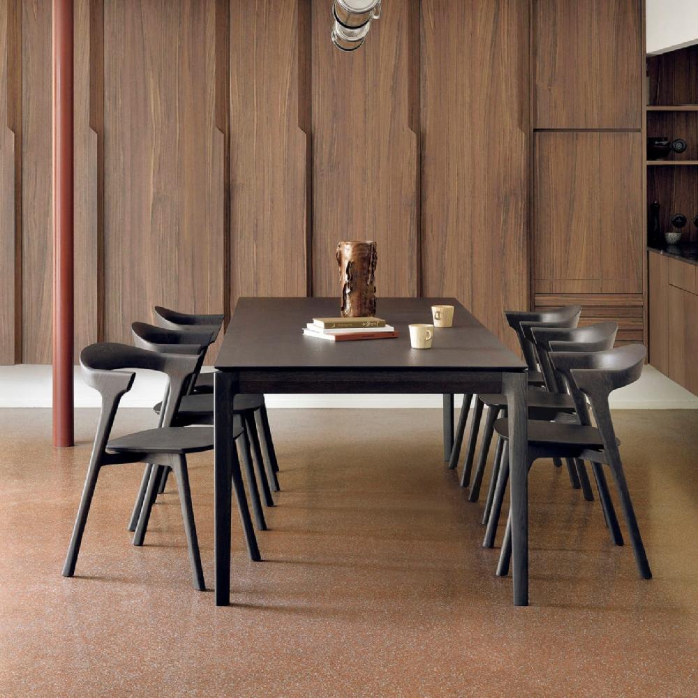 be home Bok Solid Brown Oak Dining Table 79"