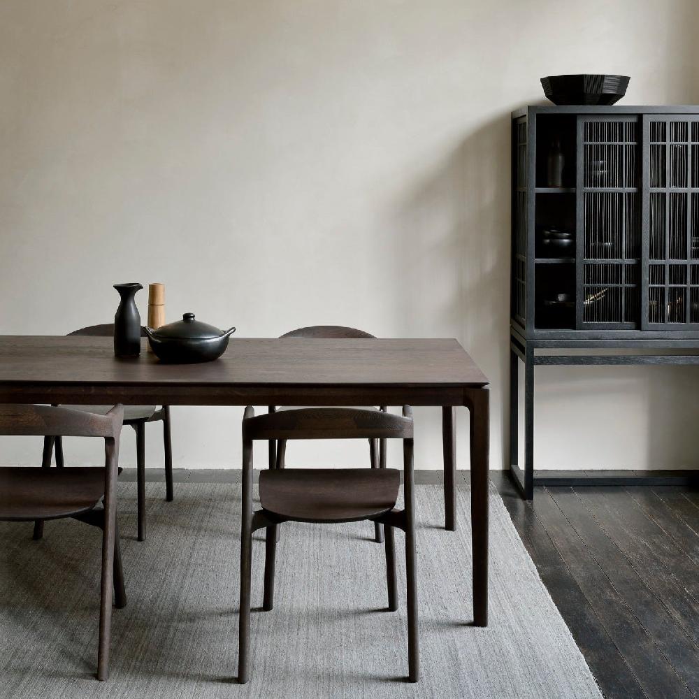 be home Bok Solid Brown Oak Dining Table 87"