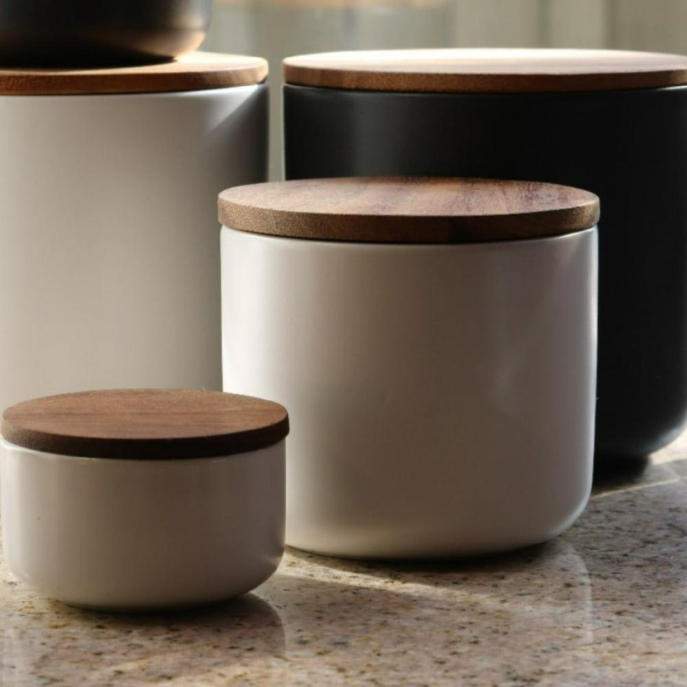 Be Home Brampton Stoneware Medium Canister White